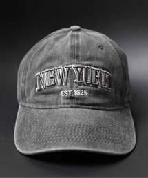 Lilamusant（リラミュゾン）の「★Lilamusant(リラミュゾン)》ヴィンテージライクフロントロゴ刺繍キャップ ウォッシュ加工 ダメージ加工 カレッジロゴ グランジ Y2K 韓国ストリート（キャップ）」