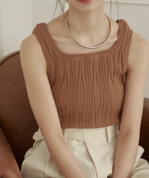 moi tytto（モイテュット）の「ランダムニットタンク（タンクトップ・レディース・ナチュラル/ブラック/ブラウン・FREE）」の20枚目の写真