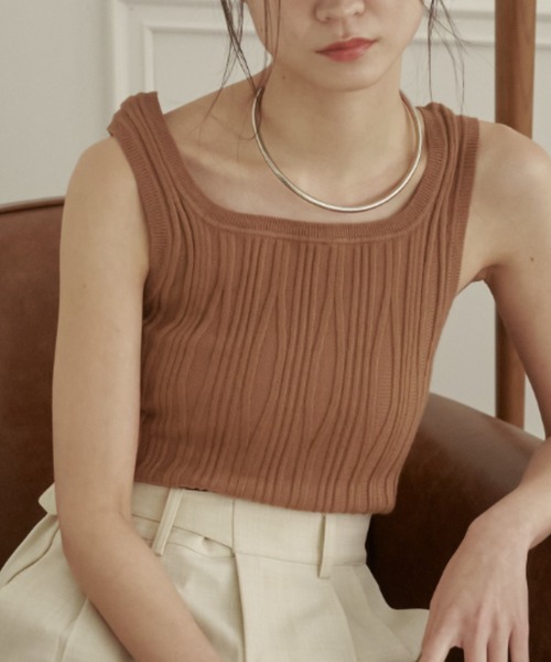 moi tytto（モイテュット）の「ランダムニットタンク（タンクトップ・レディース・ナチュラル/ブラック/ブラウン・FREE）」の22枚目の写真