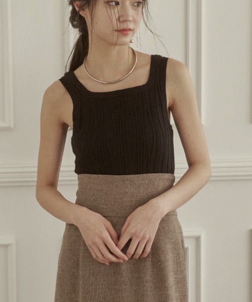 moi tytto（モイテュット）の「ランダムニットタンク（タンクトップ・レディース・ナチュラル/ブラック/ブラウン・FREE）」の8枚目の写真