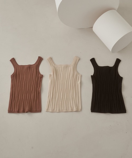 moi tytto（モイテュット）の「ランダムニットタンク（タンクトップ・レディース・ナチュラル/ブラック/ブラウン・FREE）」の12枚目の写真
