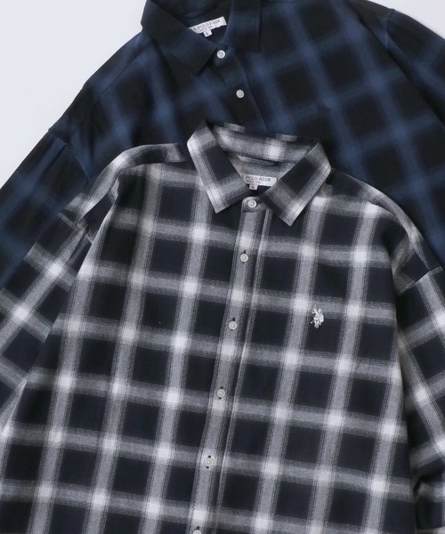U.S. POLO ASSN.(ユーエスポロアッスン)の「U.S. POLO ASSN./ユーエスポロアッスン オーバーサイズ 無地 ストライプ チェック ロゴ ワンポイント刺繍 レギュラーカラー 長袖シャツ/レディース メンズ(シャツ/ブラウス・メンズ・ブルー系その他/ホワイト/ホワイト系その他/ブラック/ライトブルー/ブルー系その他2/ブルー系その他3/ブラック系その他・M/L/LL)」の5枚目の写真