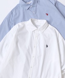U.S. POLO ASSN./ユーエスポロアッスン オーバーサイズ 無地 ストライプ チェック ロゴ ワンポイント刺繍 レギュラーカラー 長袖シャツ/レディース メンズ