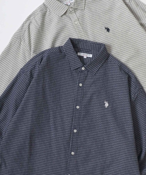 U.S. POLO ASSN.(ユーエスポロアッスン)の「U.S. POLO ASSN./ユーエスポロアッスン オーバーサイズ 無地 ストライプ チェック ロゴ ワンポイント刺繍 レギュラーカラー 長袖シャツ/レディース メンズ(シャツ/ブラウス・メンズ・ブルー系その他/ホワイト/ホワイト系その他/ブラック/ライトブルー/ブルー系その他2/ブルー系その他3/ブラック系その他・M/L/LL)」の7枚目の写真