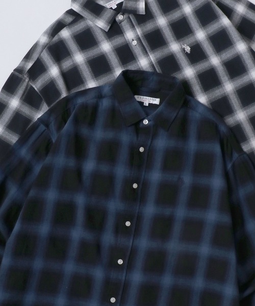 U.S. POLO ASSN.(ユーエスポロアッスン)の「U.S. POLO ASSN./ユーエスポロアッスン オーバーサイズ 無地 ストライプ チェック ロゴ ワンポイント刺繍 レギュラーカラー 長袖シャツ/レディース メンズ(シャツ/ブラウス・メンズ・ブルー系その他/ホワイト/ホワイト系その他/ブラック/ライトブルー/ブルー系その他2/ブルー系その他3/ブラック系その他・M/L/LL)」の8枚目の写真