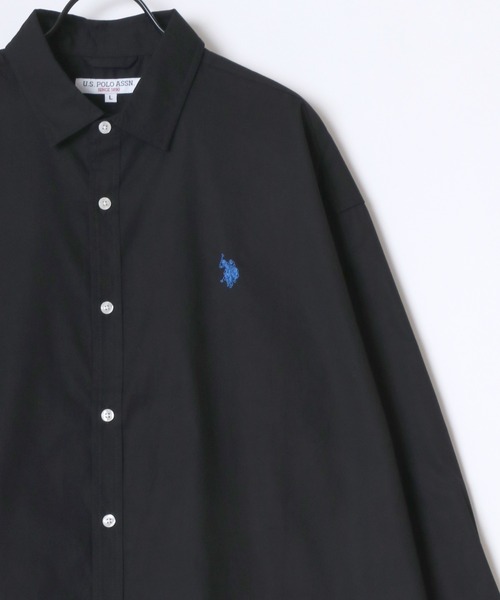 U.S. POLO ASSN.(ユーエスポロアッスン)の「U.S. POLO ASSN./ユーエスポロアッスン オーバーサイズ 無地 ストライプ チェック ロゴ ワンポイント刺繍 レギュラーカラー 長袖シャツ/レディース メンズ(シャツ/ブラウス・メンズ・ブルー系その他/ホワイト/ホワイト系その他/ブラック/ライトブルー/ブルー系その他2/ブルー系その他3/ブラック系その他・M/L/LL)」の11枚目の写真