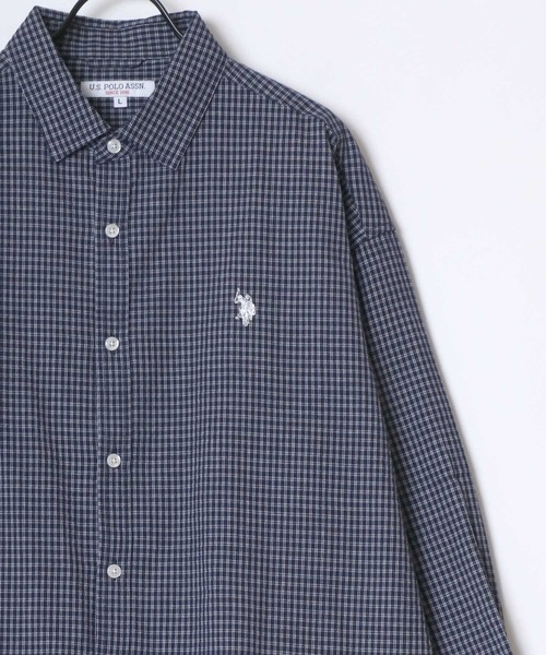 U.S. POLO ASSN.(ユーエスポロアッスン)の「U.S. POLO ASSN./ユーエスポロアッスン オーバーサイズ 無地 ストライプ チェック ロゴ ワンポイント刺繍 レギュラーカラー 長袖シャツ/レディース メンズ(シャツ/ブラウス・メンズ・ブルー系その他/ホワイト/ホワイト系その他/ブラック/ライトブルー/ブルー系その他2/ブルー系その他3/ブラック系その他・M/L/LL)」の15枚目の写真