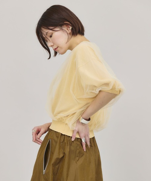 Curensology(カレンソロジー)の「Curensology(カレンソロジー)/チュールニットプルオーバー(ニット/セーター・レディース・ブラック/クリーム/ブラウン・FREE)」の7枚目の写真