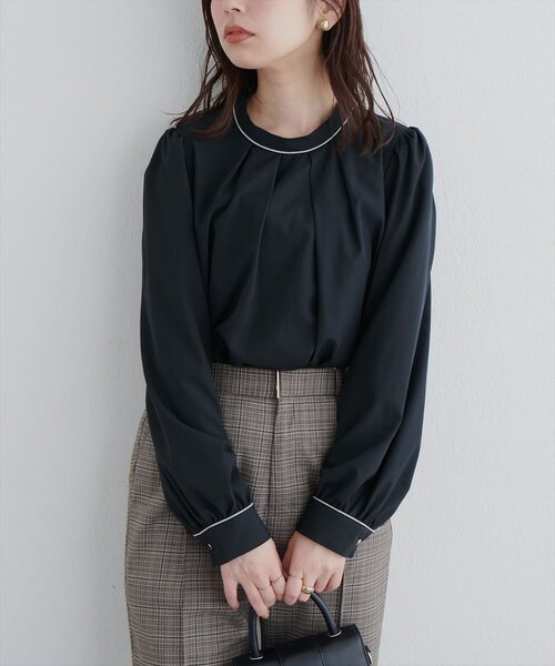 natural couture（ナチュラルクチュール）の「配色ボウタイ2WAYブラウス（シャツ/ブラウス・レディース・ネイビー/その他1/ピンクベージュ/サックスブルー/グレイッシュベージュ/オフホワイト/チャコールグレー・FREE）」の21枚目の写真