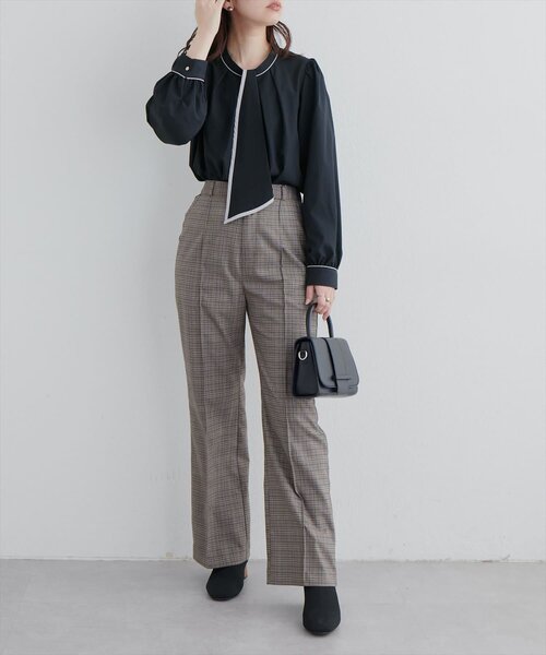 natural couture（ナチュラルクチュール）の「配色ボウタイ2WAYブラウス（シャツ/ブラウス・レディース・ネイビー/その他1/ピンクベージュ/サックスブルー/グレイッシュベージュ/オフホワイト/チャコールグレー・FREE）」の20枚目の写真