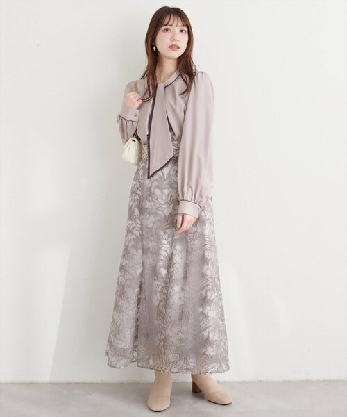 natural couture（ナチュラルクチュール）の「配色ボウタイ2WAYブラウス（シャツ/ブラウス・レディース・ネイビー/その他1/ピンクベージュ/サックスブルー/グレイッシュベージュ/オフホワイト/チャコールグレー・FREE）」の15枚目の写真