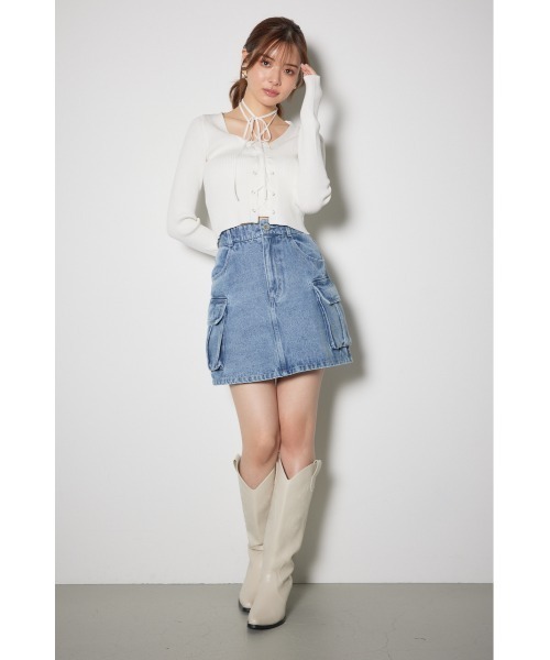 rienda(リエンダ)の「カーゴデニムジャストウエストショートパンツスカート(スカート・レディース・ブルー・SMALL/MEDIUM/X-SMALL)」の13枚目の写真