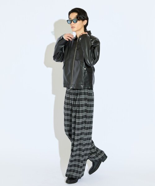 Lui's(ルイス)の「【Neucon/ニューコン】チェックワイドストレートイージースラックス(その他パンツ・メンズ・ブラウン/ブラック・2/1)」の16枚目の写真