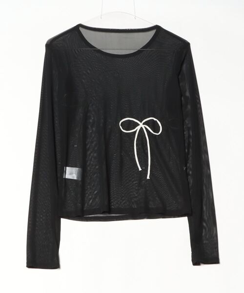 Per sist ence（パーシエンス）の「シアーリボンコード刺繍プルオーバー（Tシャツ/カットソー・レディース・チャコールグレー/アイボリー/ブラック・FREE）」の4枚目の写真