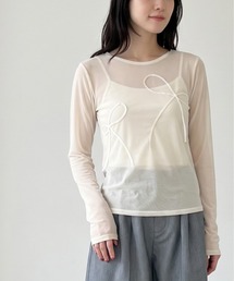 シアーリボンコード刺繍プルオーバー
