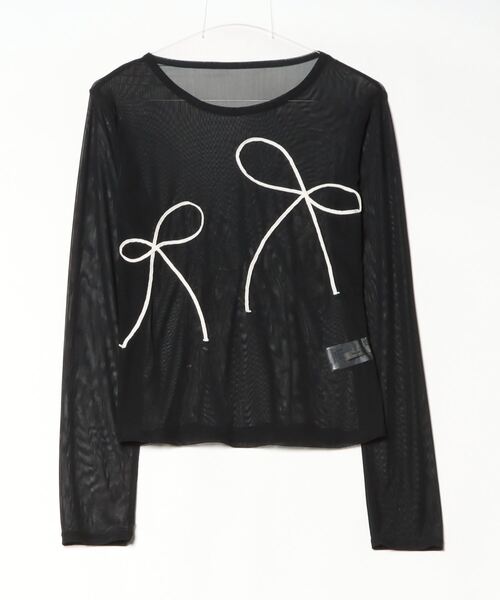 Per sist ence（パーシエンス）の「シアーリボンコード刺繍プルオーバー（Tシャツ/カットソー・レディース・チャコールグレー/アイボリー/ブラック・FREE）」の11枚目の写真