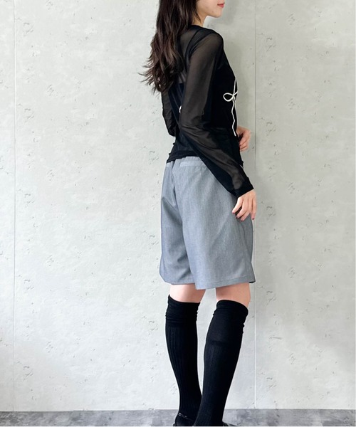 Per sist ence（パーシエンス）の「シアーリボンコード刺繍プルオーバー（Tシャツ/カットソー・レディース・チャコールグレー/アイボリー/ブラック・FREE）」の8枚目の写真