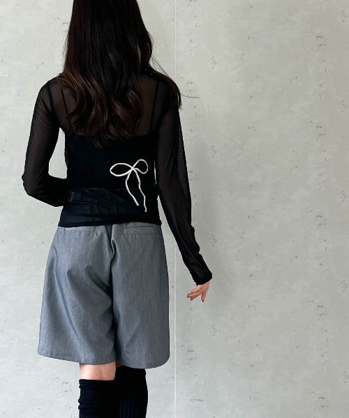 Per sist ence（パーシエンス）の「シアーリボンコード刺繍プルオーバー（Tシャツ/カットソー・レディース・チャコールグレー/アイボリー/ブラック・FREE）」の9枚目の写真