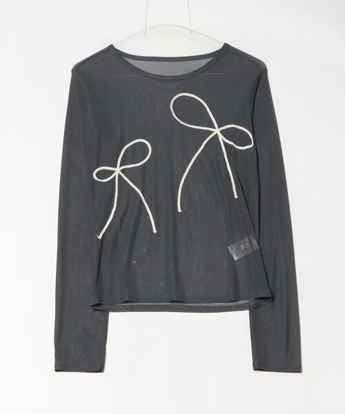Per sist ence（パーシエンス）の「シアーリボンコード刺繍プルオーバー（Tシャツ/カットソー・レディース・チャコールグレー/アイボリー/ブラック・FREE）」の13枚目の写真