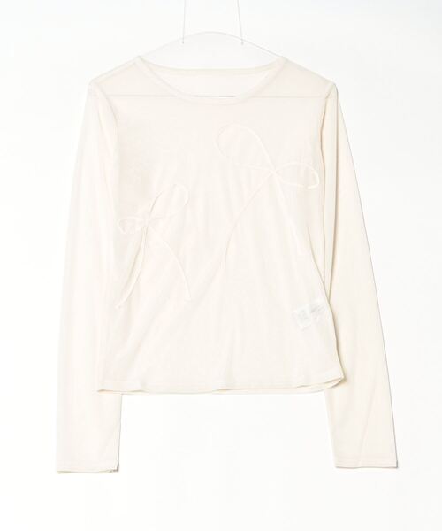 Per sist ence（パーシエンス）の「シアーリボンコード刺繍プルオーバー（Tシャツ/カットソー・レディース・チャコールグレー/アイボリー/ブラック・FREE）」の15枚目の写真
