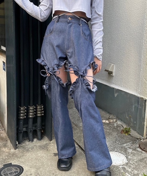 lilLilly（リルリリー）の「ハートポケットデニムパンツ（デニムパンツ・レディース・ブルー/ブラック/インディゴブルー・FREE）」の14枚目の写真