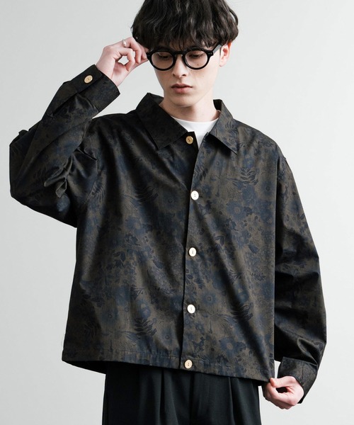 Rocky Monroe(ロッキーモンロー)の「日本製 国産 ポリトロ&総柄ヴィンテージフラワーゴールドボタンショート丈シャツジャケット(シャツ/ブラウス・メンズ・レッド/ネイビー/ブラック/グレー・M/L)」の13枚目の写真