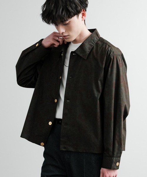 Rocky Monroe(ロッキーモンロー)の「日本製 国産 ポリトロ&総柄ヴィンテージフラワーゴールドボタンショート丈シャツジャケット(シャツ/ブラウス・メンズ・レッド/ネイビー/ブラック/グレー・M/L)」の17枚目の写真