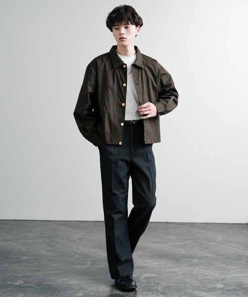 日本製 国産 ポリトロ＆総柄ヴィンテージフラワーゴールドボタン