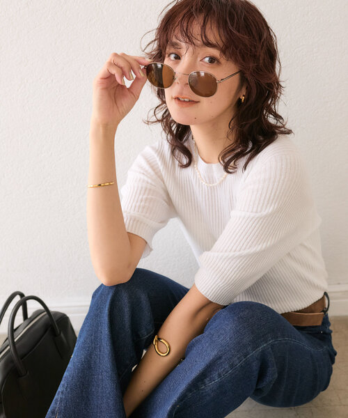 RIVE DROITE（リヴドロワ）の「【こなれ感を演出】メタルフレームサングラス（サングラス・レディース・ブラウン/シルバー・FREE）」の4枚目の写真