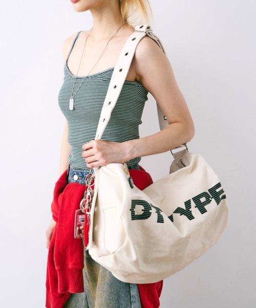 dtyype ロゴ入りヴィンテージ風ボストンバッグショルダーバッグ DTYYPE ショルダーバッグ バッグ ロゴ入りヴィンテージ風