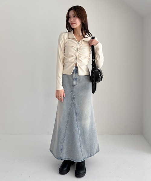 ♡ページ セール】フロントギャザーZIPカットソー 322127（Tシャツ