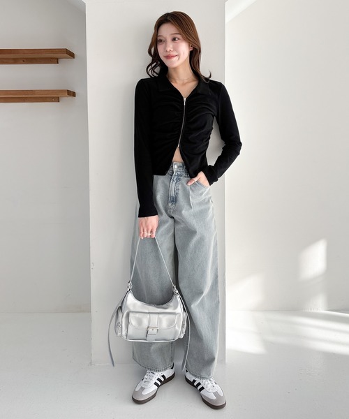 ♡̷. ページ セール】フロントギャザーZIPカットソー 322127（Tシャツ