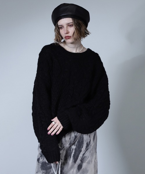 ROSE BUD(ローズバッド)の「ケーブルニット(ニット/セーター・レディース・ブルー/ベージュ/ブラック・ONE SIZE)」の7枚目の写真