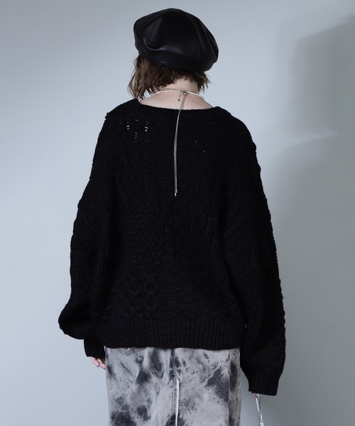 ROSE BUD(ローズバッド)の「ケーブルニット(ニット/セーター・レディース・ブルー/ベージュ/ブラック・ONE SIZE)」の9枚目の写真