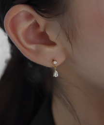 金属アレルギー対応 選べる2タイプ ミニマムジルコニアピアス