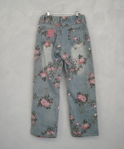 パンツ osakentaro print mesh denim flower print mesh denim / flower / プリントメッシュデニム | シープ