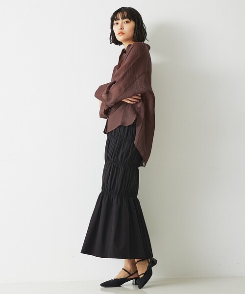 abahouse mavie(アバハウスマヴィ)の「シアードルマンシャツ(シャツ/ブラウス・レディース・ブラック/アイボリー/ブラウン/スモークピンク・フリー)」の22枚目の写真