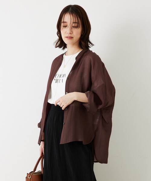 abahouse mavie(アバハウスマヴィ)の「シアードルマンシャツ(シャツ/ブラウス・レディース・ブラック/アイボリー/ブラウン/スモークピンク・フリー)」の19枚目の写真