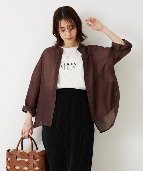 abahouse mavie(アバハウスマヴィ)の「シアードルマンシャツ(シャツ/ブラウス・レディース・ブラック/アイボリー/ブラウン/スモークピンク・フリー)」の18枚目の写真