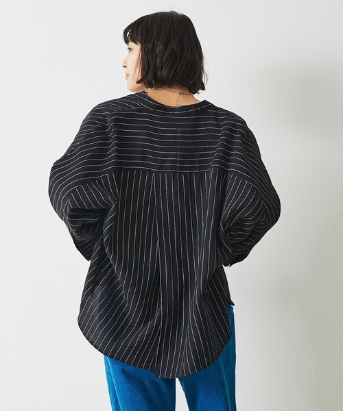 abahouse mavie(アバハウスマヴィ)の「シアードルマンシャツ(シャツ/ブラウス・レディース・ブラック/アイボリー/ブラウン/スモークピンク・フリー)」の13枚目の写真