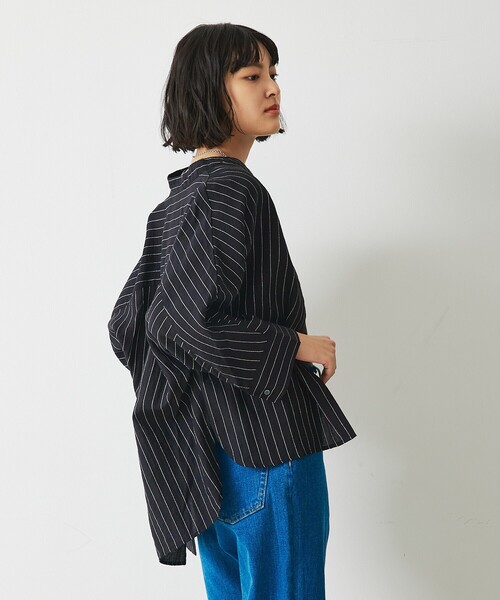 abahouse mavie(アバハウスマヴィ)の「シアードルマンシャツ(シャツ/ブラウス・レディース・ブラック/アイボリー/ブラウン/スモークピンク・フリー)」の12枚目の写真