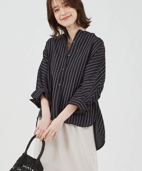 abahouse mavie(アバハウスマヴィ)の「シアードルマンシャツ(シャツ/ブラウス・レディース・ブラック/アイボリー/ブラウン/スモークピンク・フリー)」の8枚目の写真