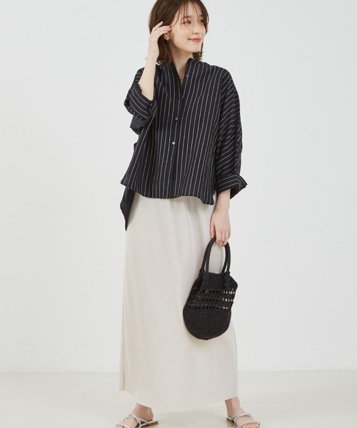 abahouse mavie(アバハウスマヴィ)の「シアードルマンシャツ(シャツ/ブラウス・レディース・ブラック/アイボリー/ブラウン/スモークピンク・フリー)」の6枚目の写真