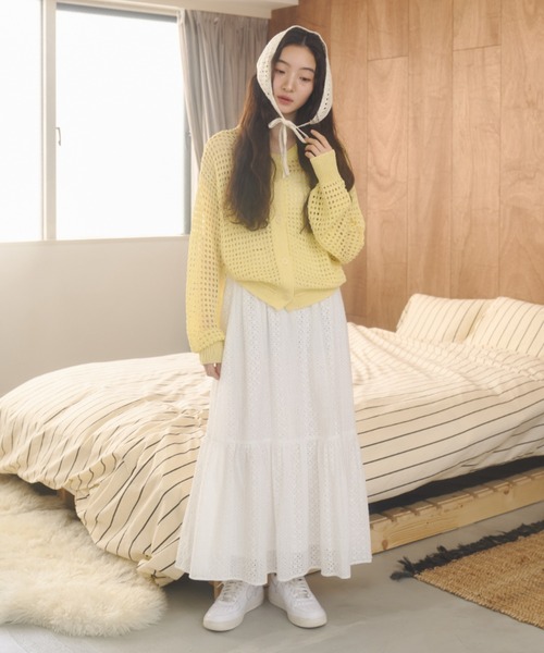 REMOON（リムーン）の「コットンレースロングスカート（スカート・レディース・ホワイト・FREE）」の2枚目の写真