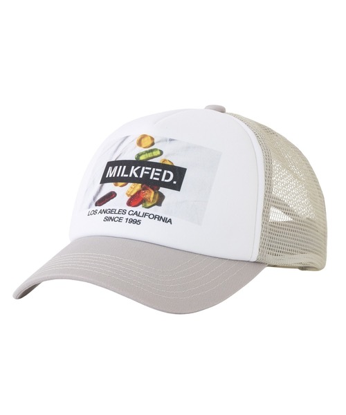 MILKFED.(ミルクフェド)の「SWEETS GRAPHIC PRINT MESH CAP(キャップ・レディース・ライトグレー/ライトピンク/ブラック・ONE SIZE)」の3枚目の写真