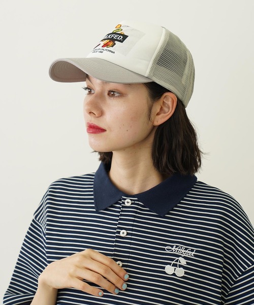 MILKFED.(ミルクフェド)の「SWEETS GRAPHIC PRINT MESH CAP(キャップ・レディース・ライトグレー/ライトピンク/ブラック・ONE SIZE)」の4枚目の写真
