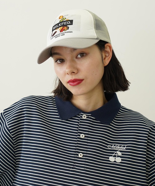 MILKFED.(ミルクフェド)の「SWEETS GRAPHIC PRINT MESH CAP(キャップ・レディース・ライトグレー/ライトピンク/ブラック・ONE SIZE)」の5枚目の写真