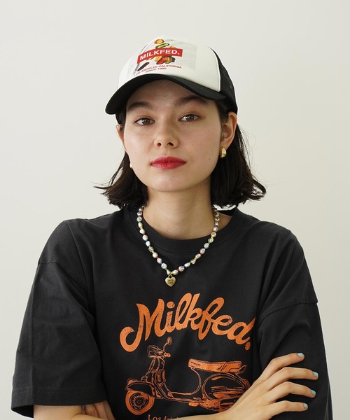 MILKFED.(ミルクフェド)の「SWEETS GRAPHIC PRINT MESH CAP(キャップ・レディース・ライトグレー/ライトピンク/ブラック・ONE SIZE)」の8枚目の写真