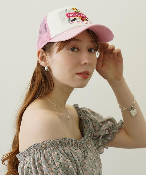 MILKFED.(ミルクフェド)の「SWEETS GRAPHIC PRINT MESH CAP(キャップ・レディース・ライトグレー/ライトピンク/ブラック・ONE SIZE)」の10枚目の写真