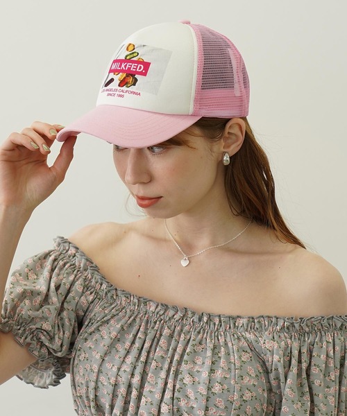 MILKFED.(ミルクフェド)の「SWEETS GRAPHIC PRINT MESH CAP(キャップ・レディース・ライトグレー/ライトピンク/ブラック・ONE SIZE)」の11枚目の写真